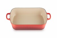Plat rectangulaire en fonte emaillee 37 cm Cerise